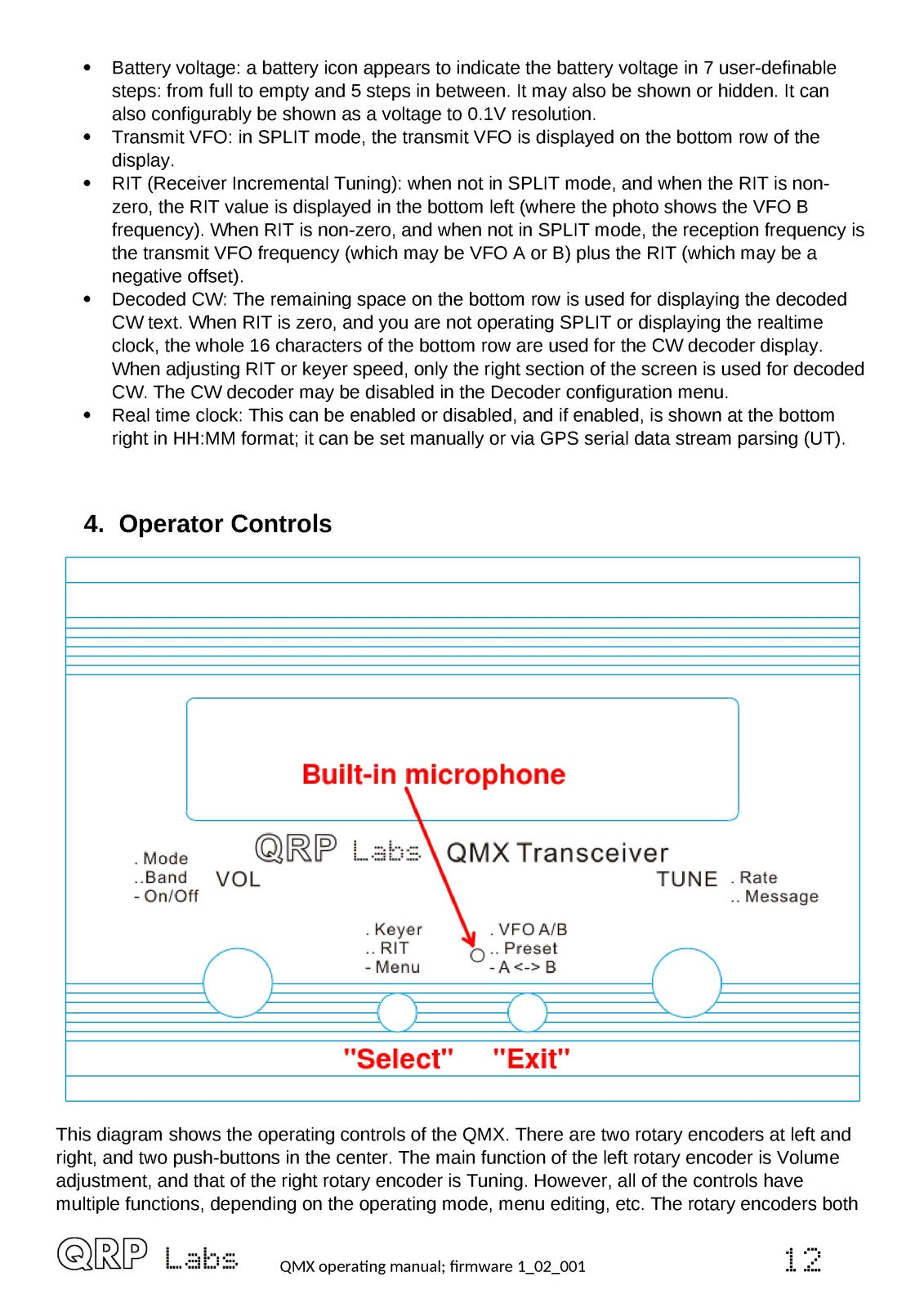 QRP LABS QMX QMX Multimode Transceiver Operating Manual - WIRE BOUND - COVERS