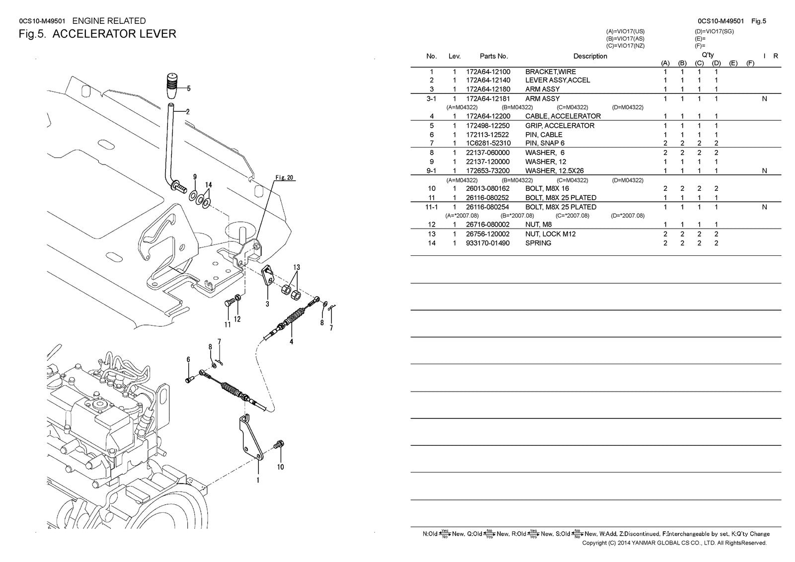 YANMAR ViO17 Excavator Parts Catalog Manual - STEEL WIRE BOUND - TOUGH COVERS