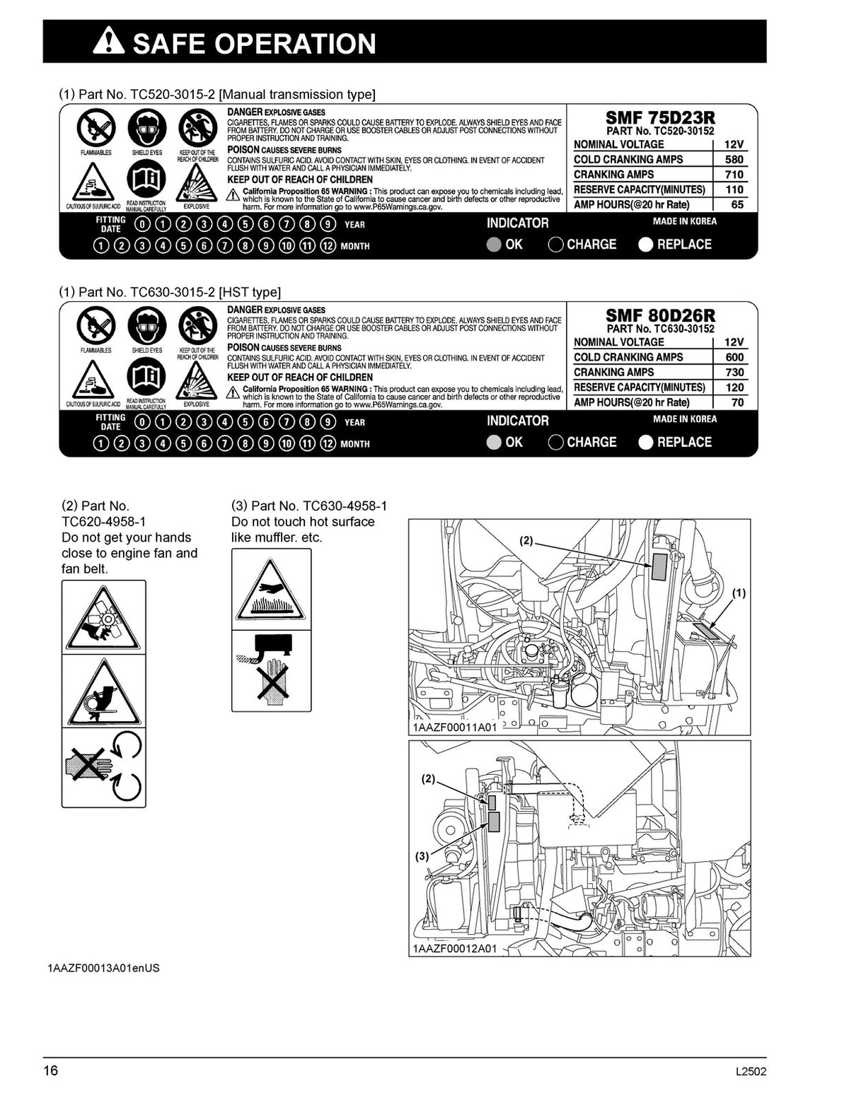 KUBOTA L2502 HST & LA526 Front Loader Operators Manual BUNDLE - WIRE BOUND