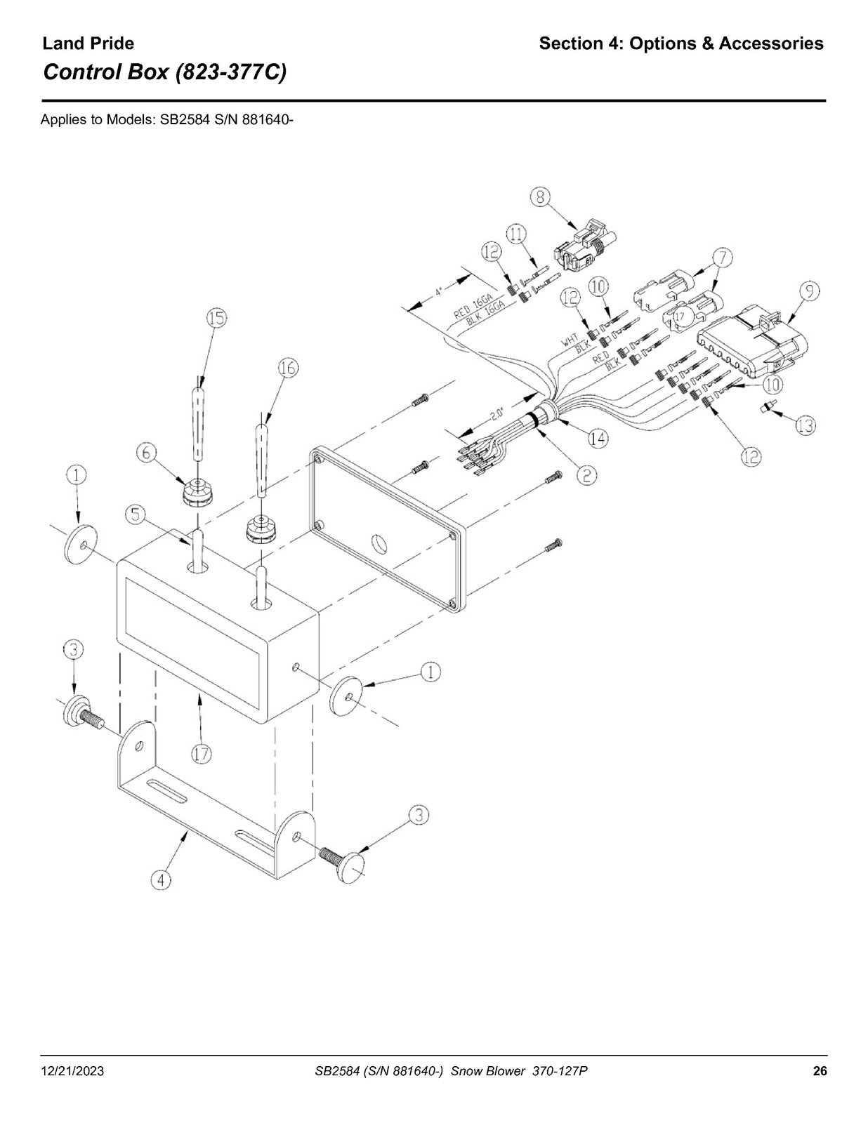 LAND PRIDE SB25 Series Snow Blowers Parts Manual 2023 - WIRE BOUND - COVERS