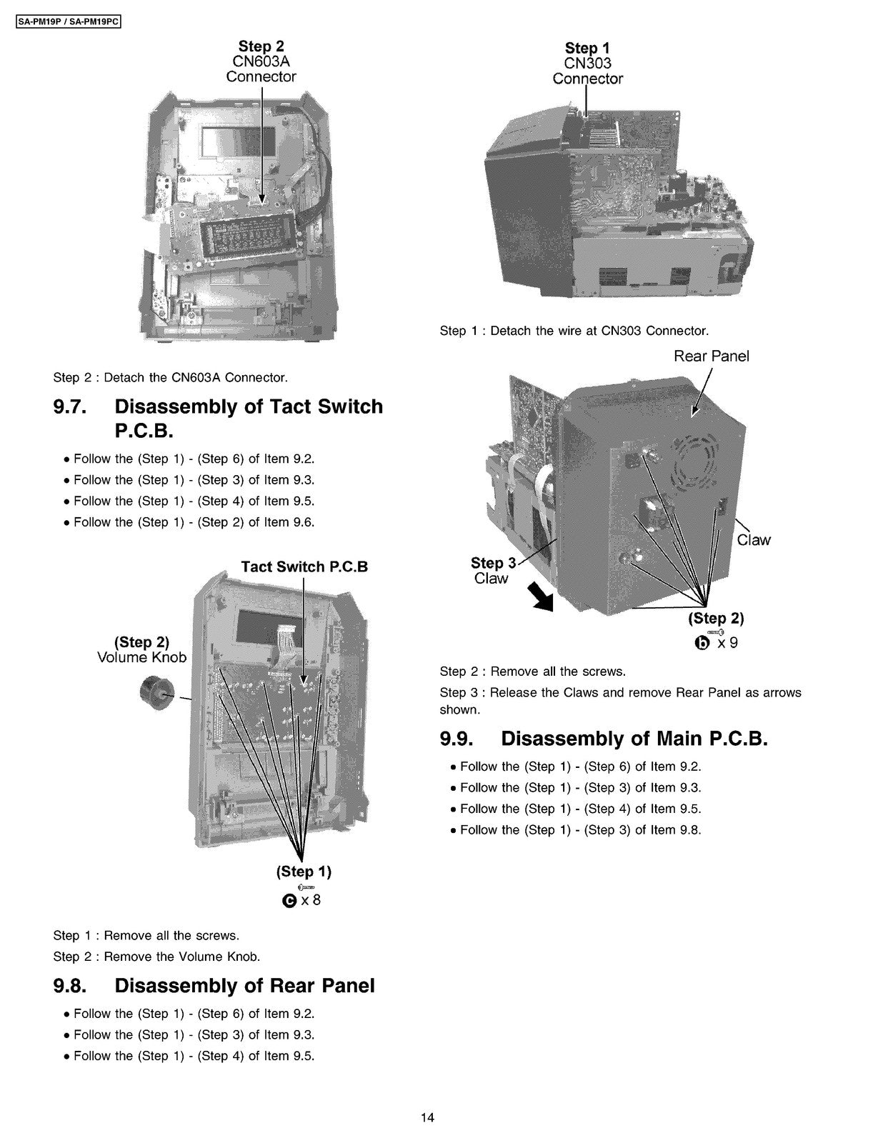 PANASONIC SA-PM19 SA-PM19PC CD Stereo System Service Manual 2004 - WIRE BOUND