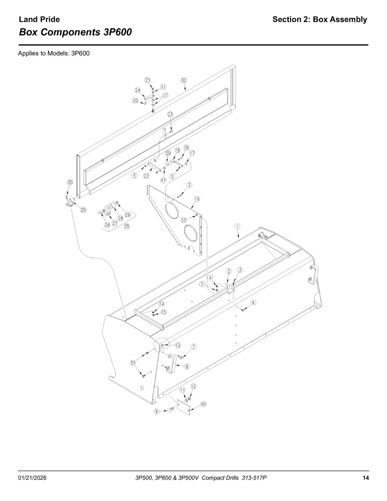 LAND PRIDE 3P600 Compact Drills Parts Manual 2026 - WIRE BOUND - TOUGH COVERS