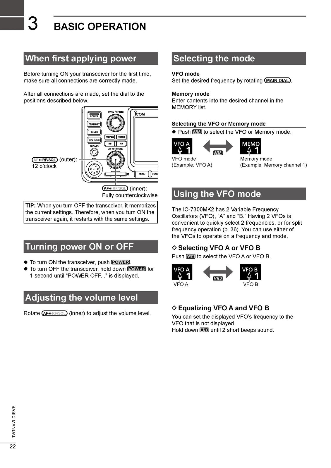 ICOM IC-7300MK2 HF 50MHz Transceiver Basic Manual - WIRE BOUND - TOUGH COVERS