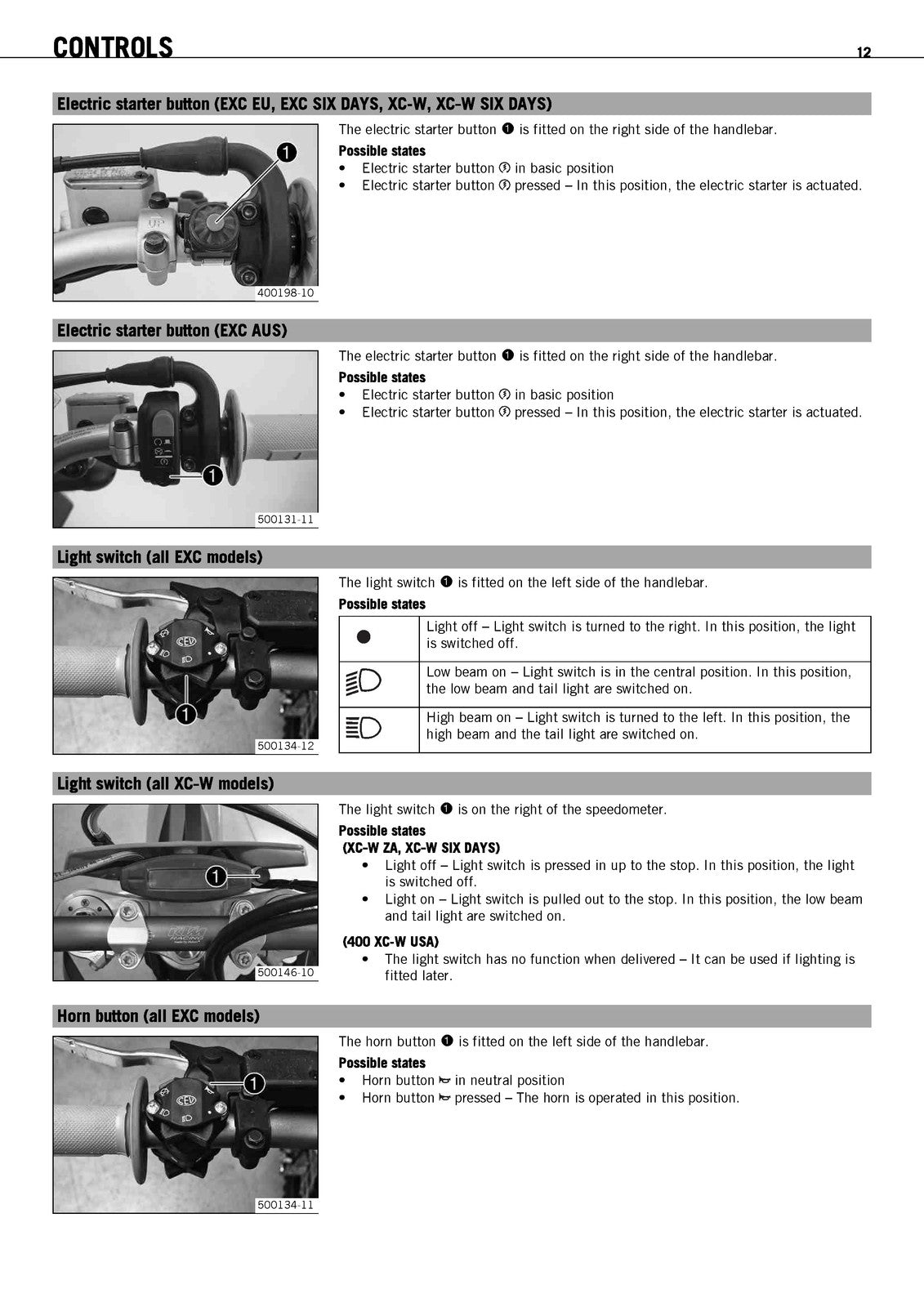 KTM 400 450 530 EXC XC-W Motorcycles Owners Manual 2010 - WIRE BOUND - COVERS