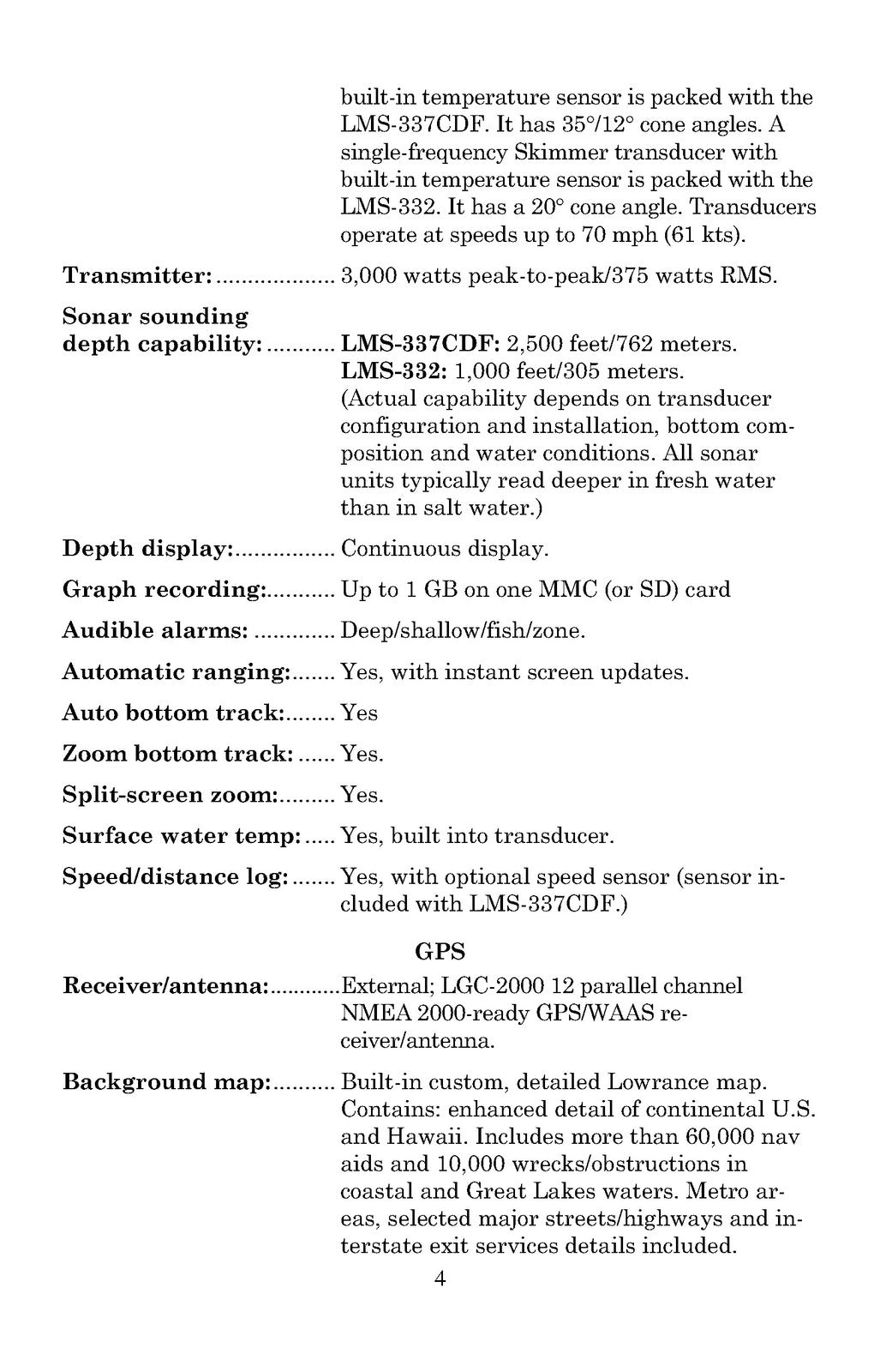 LOWRANCE LMS-332C 337C DF Fish Finder GPS Installation Instructions Manual