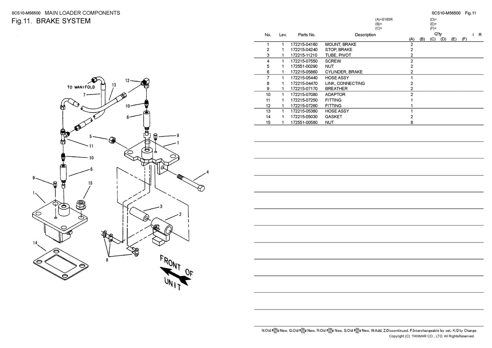 YANMAR S165R Skid Steer Loader Parts Catalog Manual 2014 - WIRE BOUND - COVERS