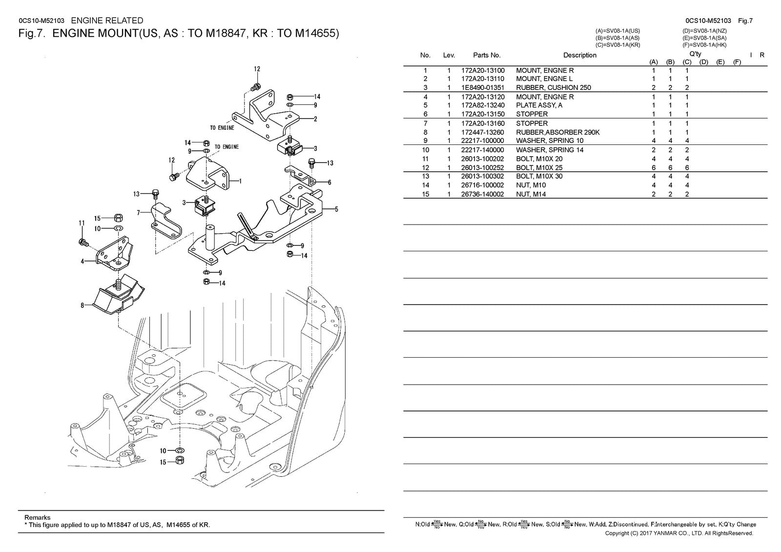 YANMAR SV08-1A Excavator Parts Catalog Manual 2017 - WIRE BOUND - TOUGH COVERS