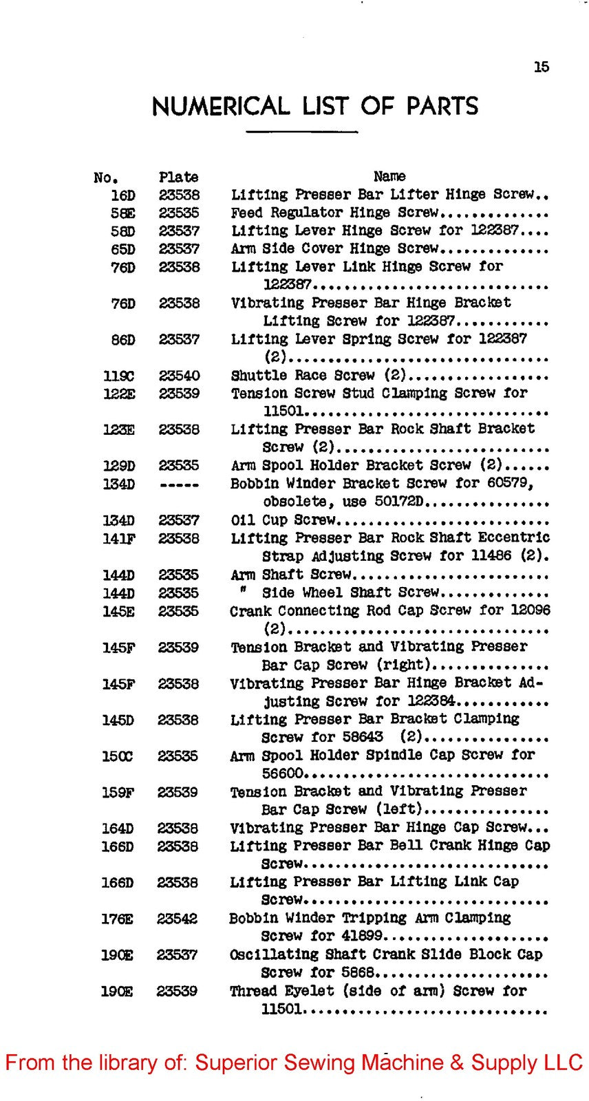 SINGER 11-29 Sewing Machine Parts List Manual 1940 - WIRE BOUND - TOUGH COVERS