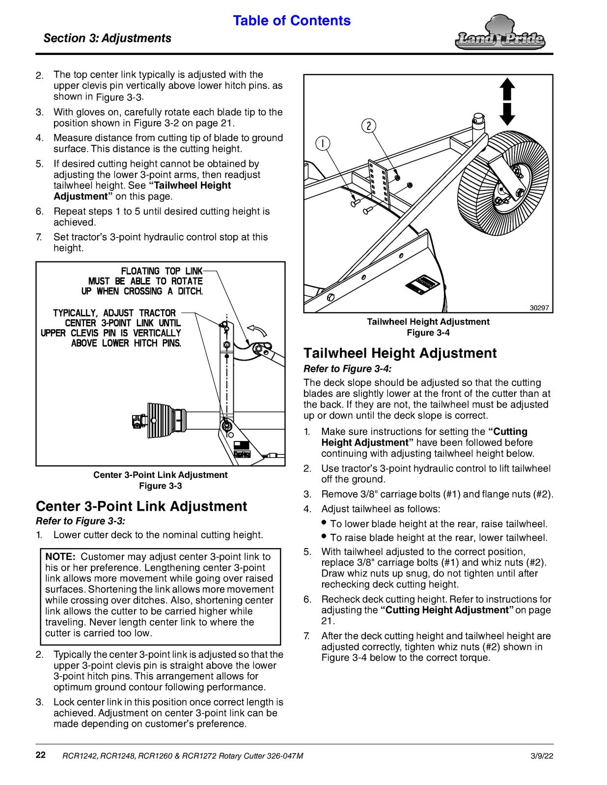 LANDPRIDE RCR 1242 1248 1260 1272 Rotary Cutter Operators Manual - WIRE BOUND