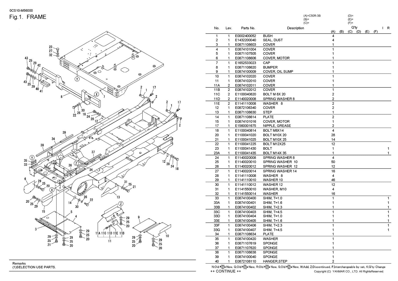 YANMAR C50R-3B Crawler Carrier Parts Catalog Manual 2014 - WIRE BOUND - COVERS