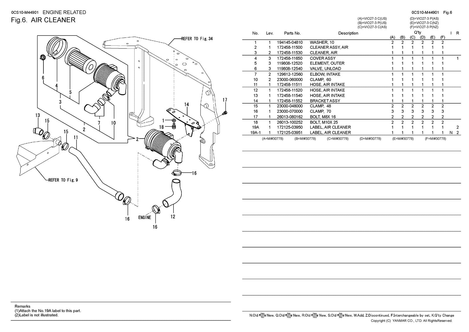 YANMAR ViO27-3 Excavator Parts Catalog Manual - STEEL WIRE BOUND - TOUGH COVERS