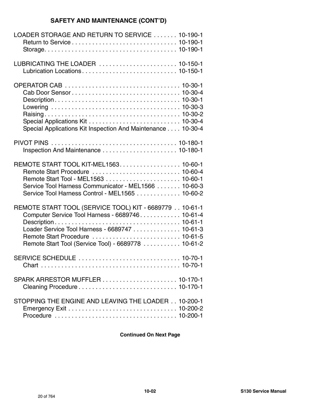 BOBCAT S130 Skid Steer Loader SN 529211001 and Up - BOUND - COVERS - XL FOLDOUTS