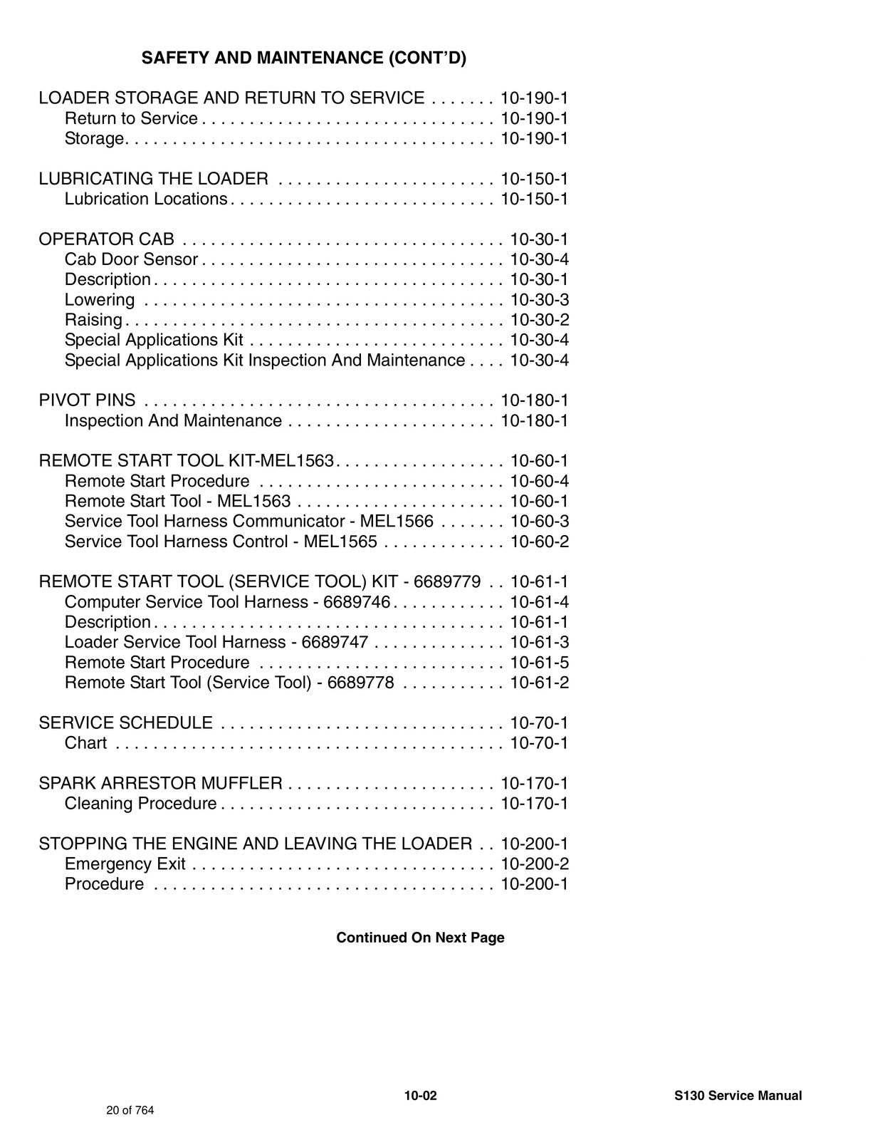 BOBCAT S130 Skid Steer Loader SN 529211001 and Up - BOUND - COVERS - XL FOLDOUTS