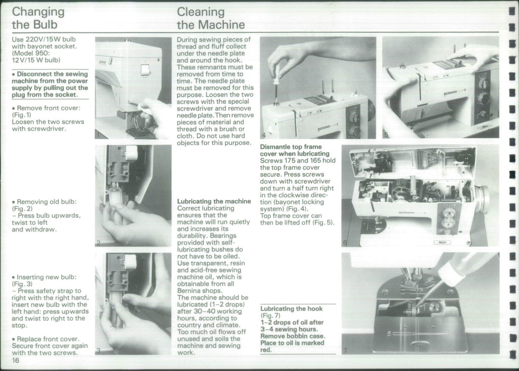 BERNINA 940 950 Favorit Industrial Instruction Manual - WIRE BOUND - COVERS