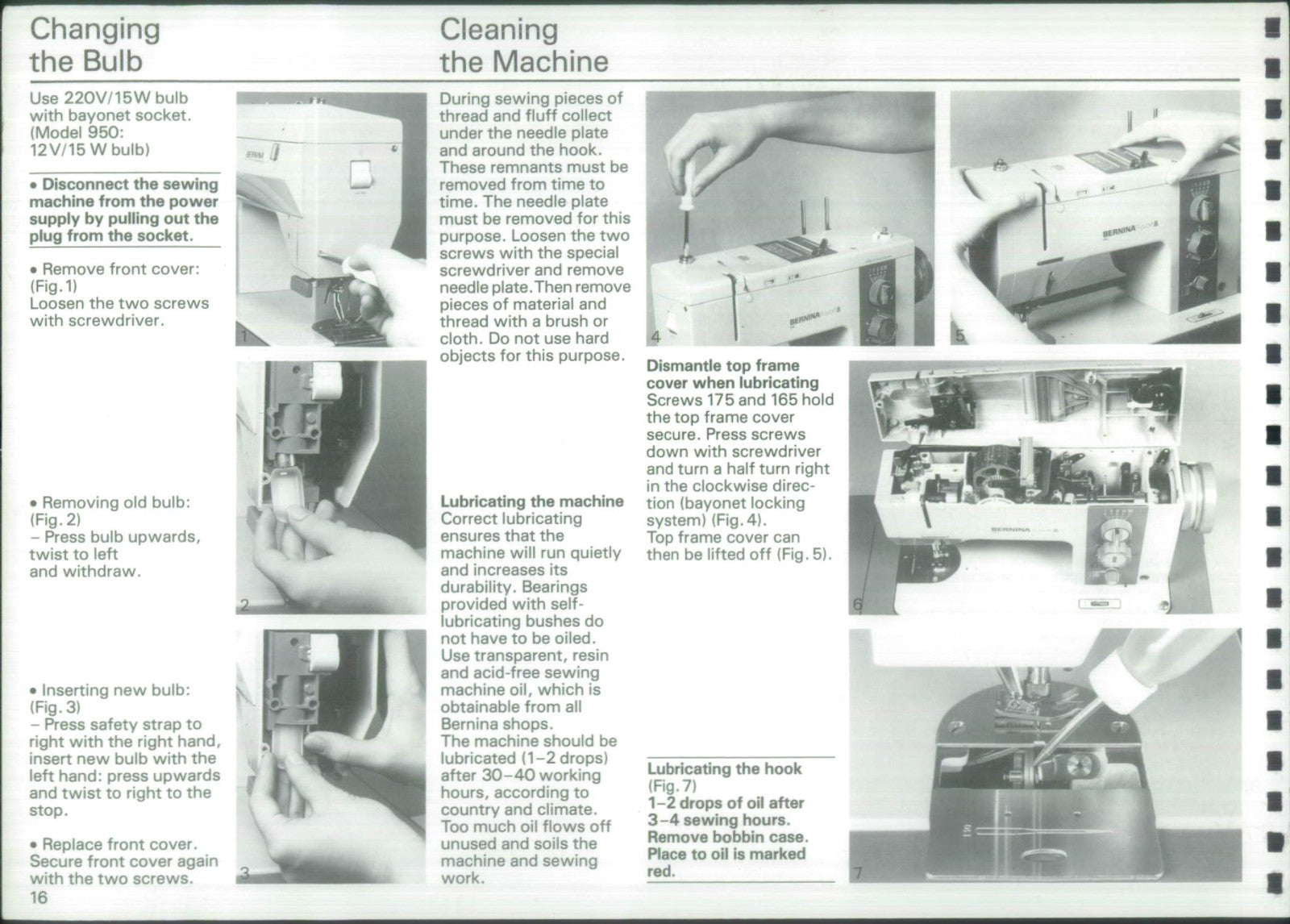 BERNINA 940 950 Favorit Industrial Instruction Manual - WIRE BOUND - COVERS