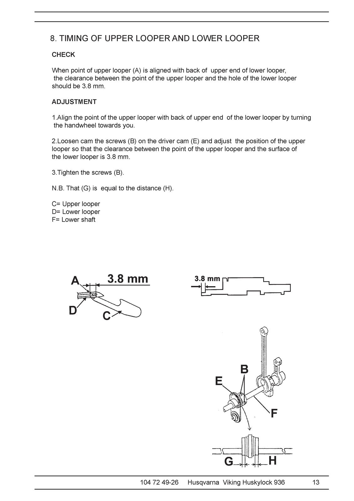 HUSQVARNA VIKING Huskylock 936 Service Manual 2005 - WIRE BOUND - TOUGH COVERS