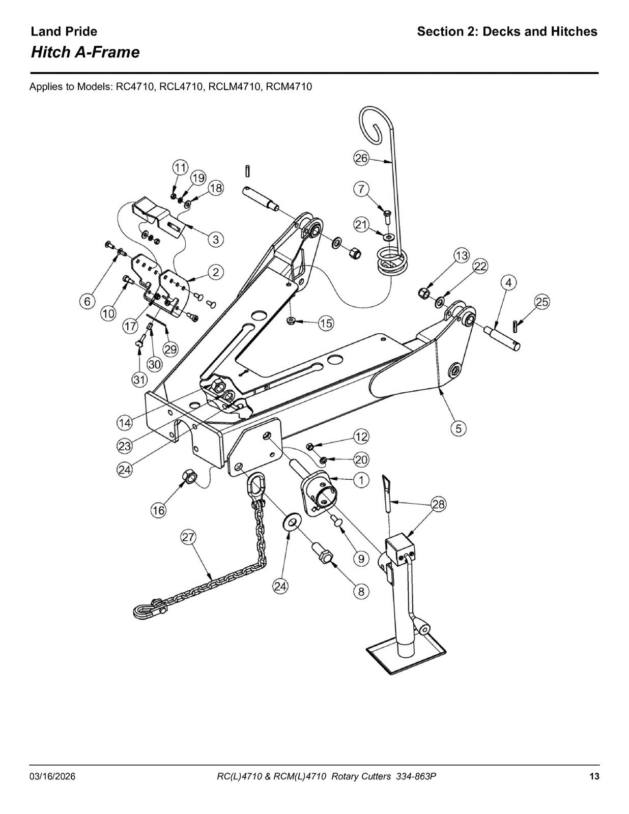 LAND PRIDE RC4710 Rotary Cutters Parts Manual 2026 - WIRE BOUND - TOUGH COVERS
