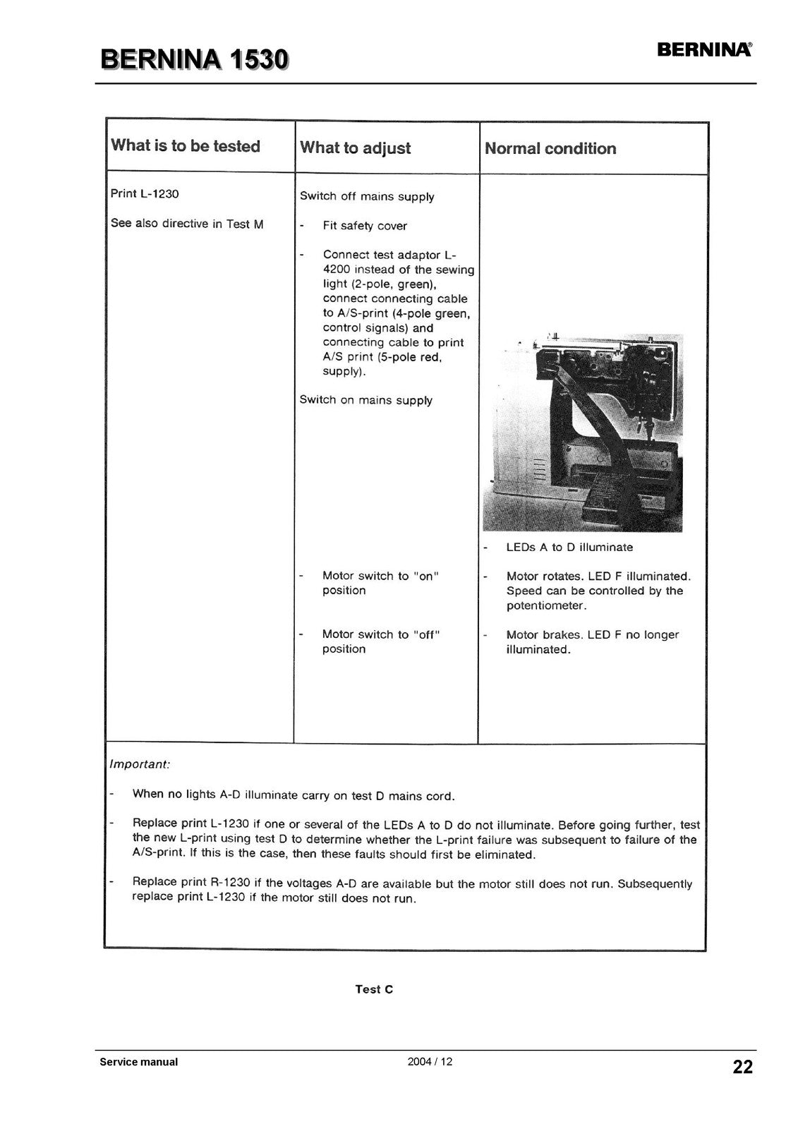 BERNINA 1530 Sewing Machine Service Manual 2004 - WIRE BOUND - TOUGH COVERS