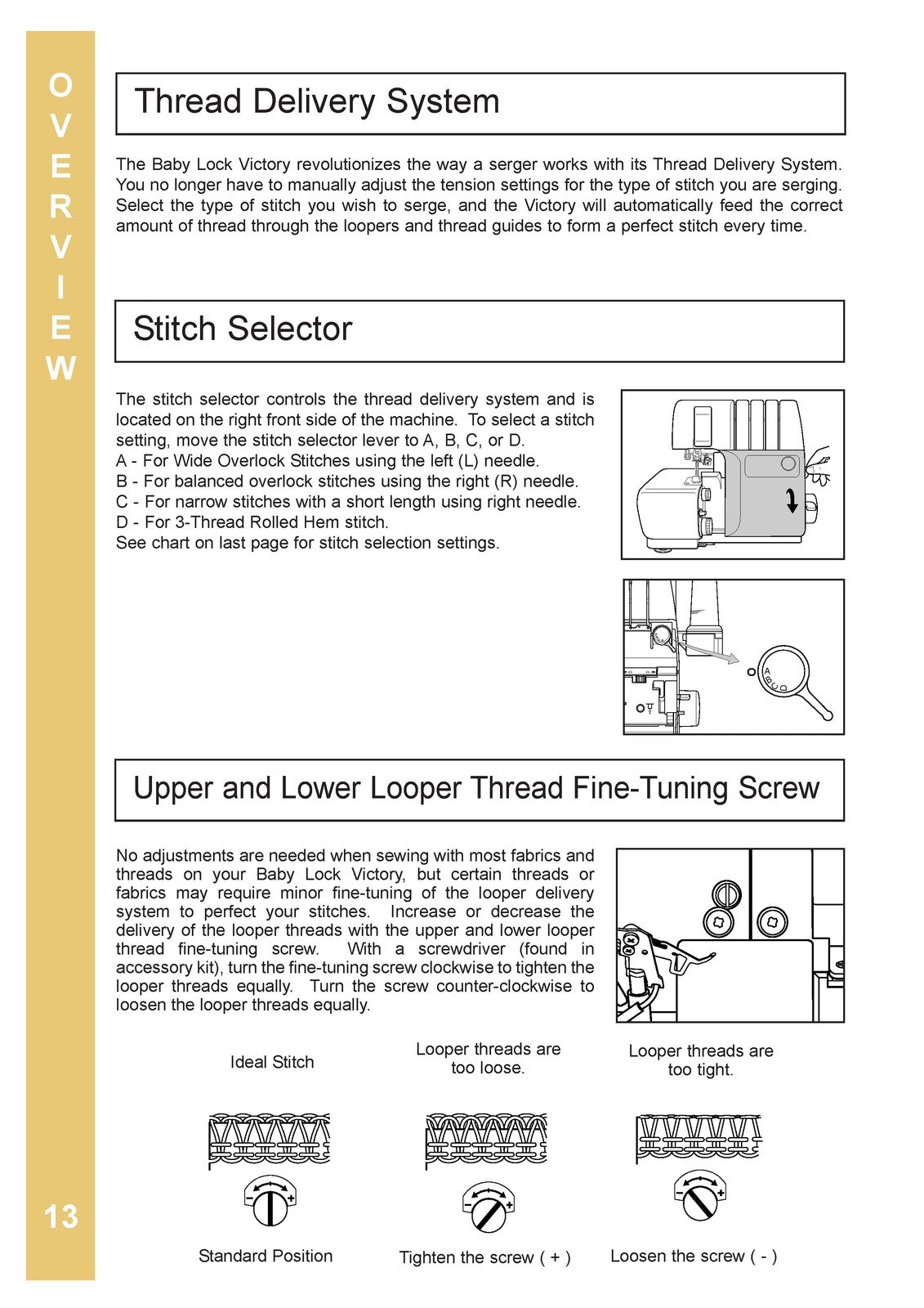 BABY LOCK Victory BLS3 Serger Instruction Manual - WIRE BOUND - TOUGH COVERS