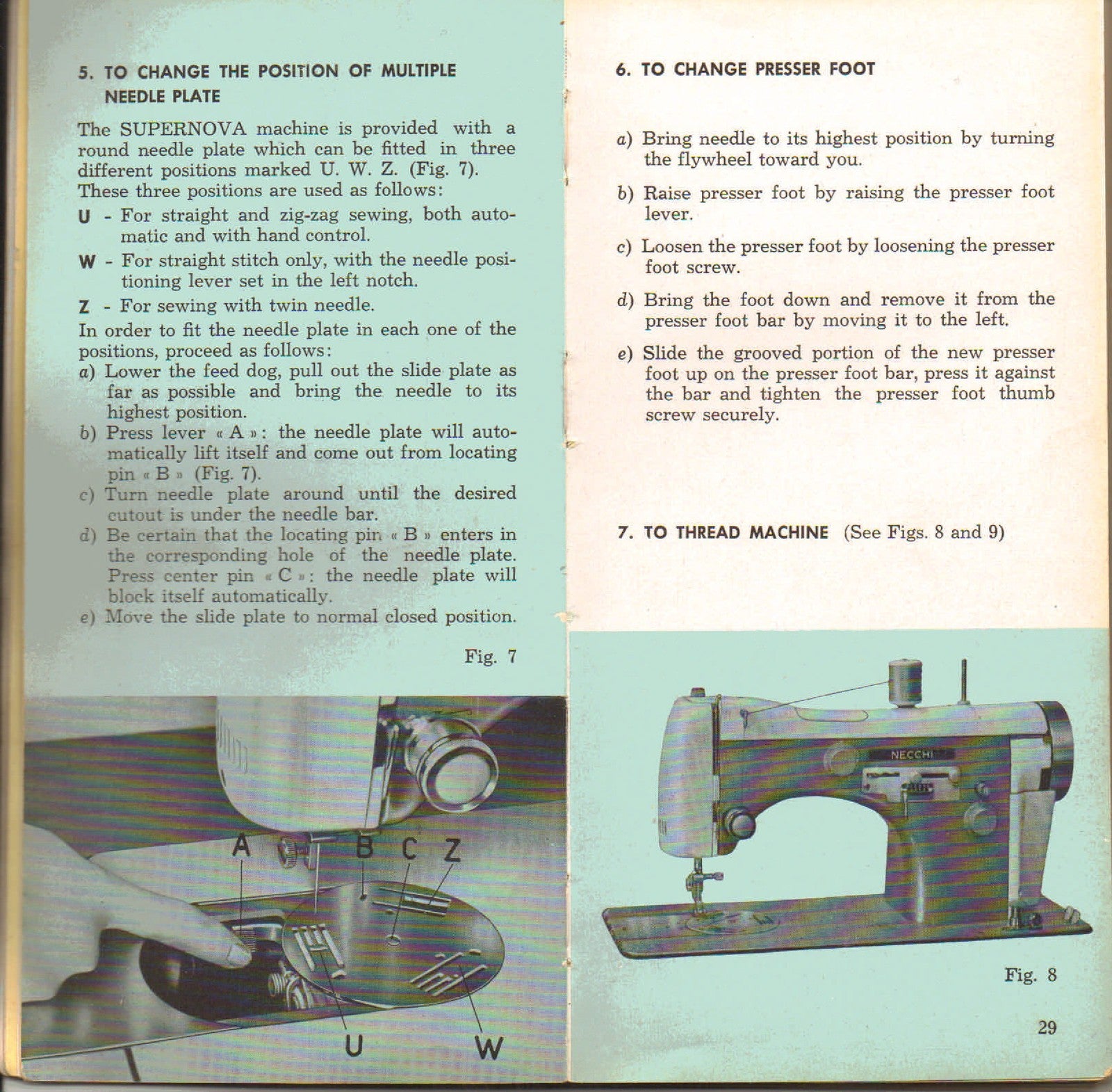 NECCHI Automatic Supernova Sewing Machine Instruction Manual - WIRE BOUND