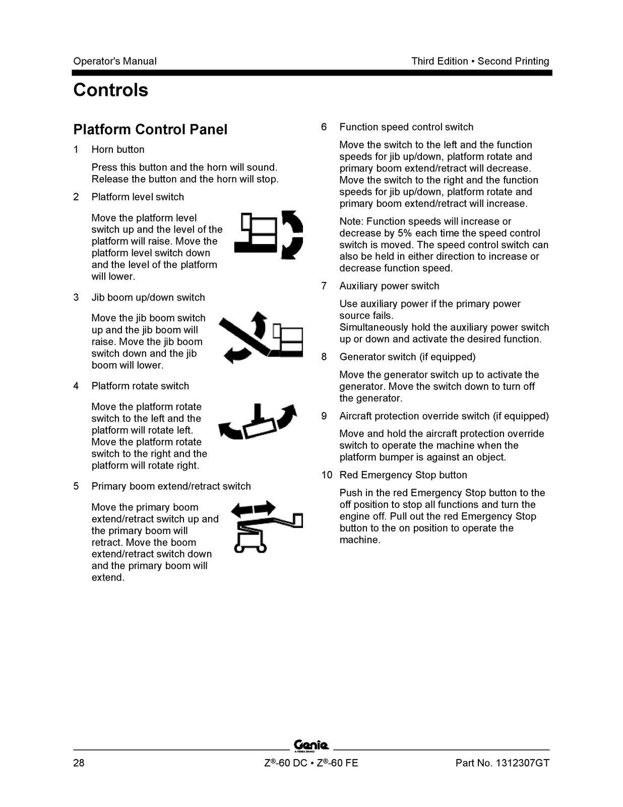 GENIE Z-60 DC Z-60 FE Operators Manual SN Z60H-3000 Up 2023 - WIRE BOUND