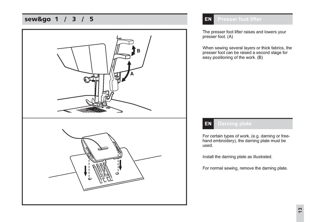 BERNINA Bernette Sew  Go 1 3 5 Instruction Manual - WIRE BOUND - TOUGH COVERS