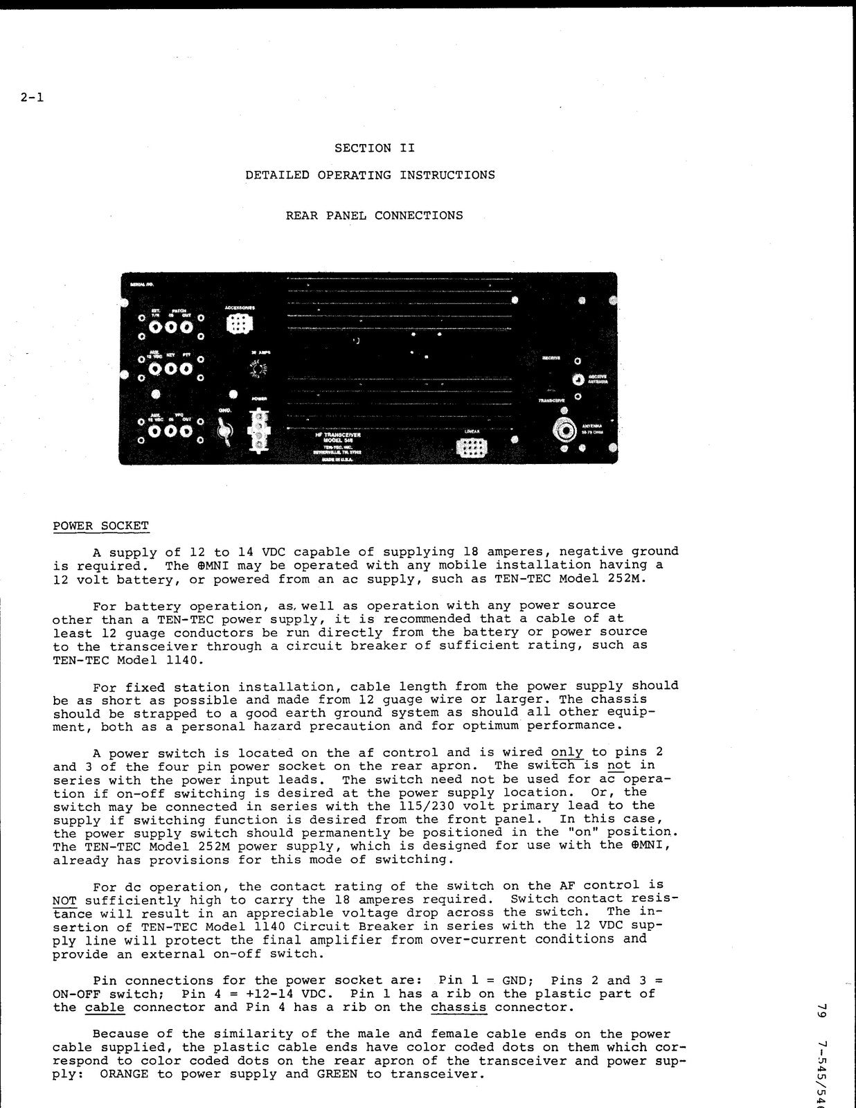 TEN TEC Omni A 545 Omni D_546 Original Series Owners Manual - WIRE BOUND