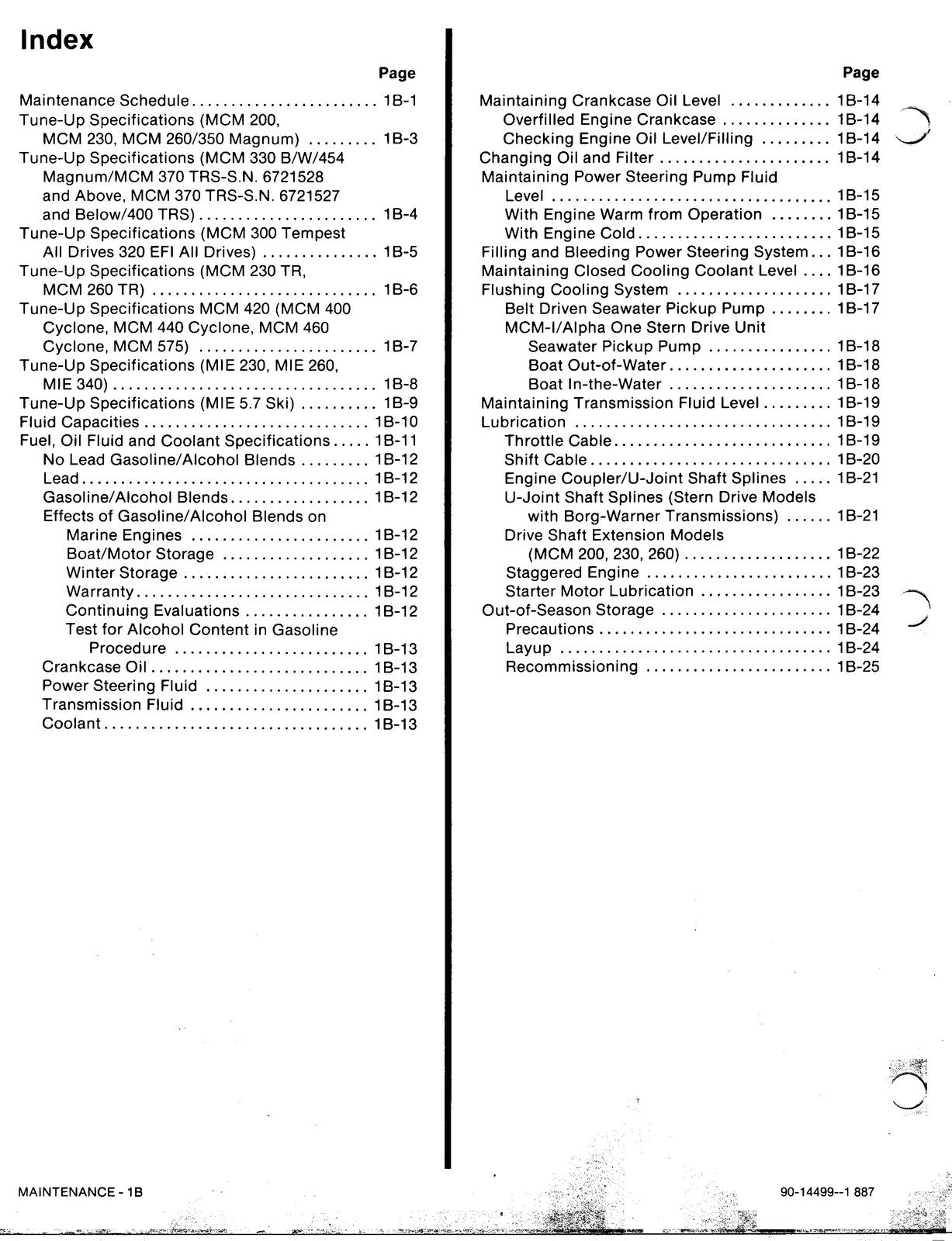 MERCURY MERCRUISER GM V-8 Marine Engines Service Manual 1987 - WIRE BOUND