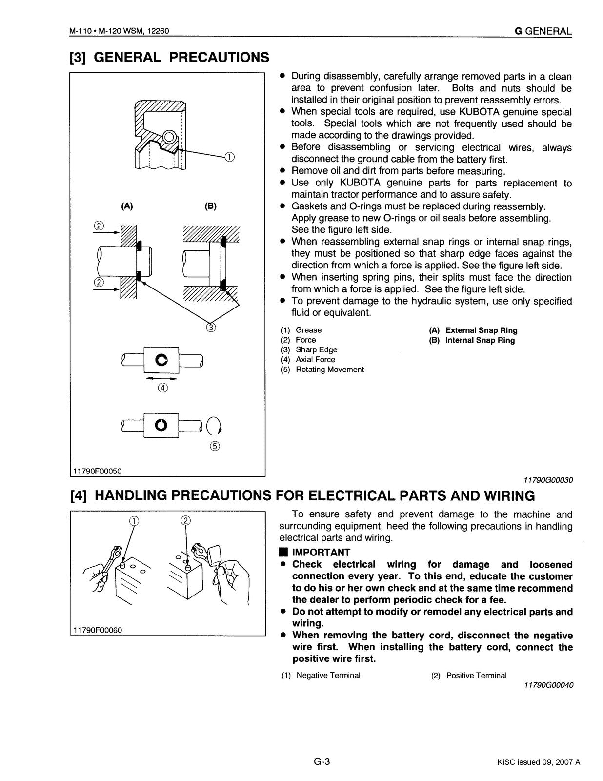 KUBOTA M-110 M-120 Tractor Workshop Manual - BOUND - COVERS - XL FOLDOUT PAGES
