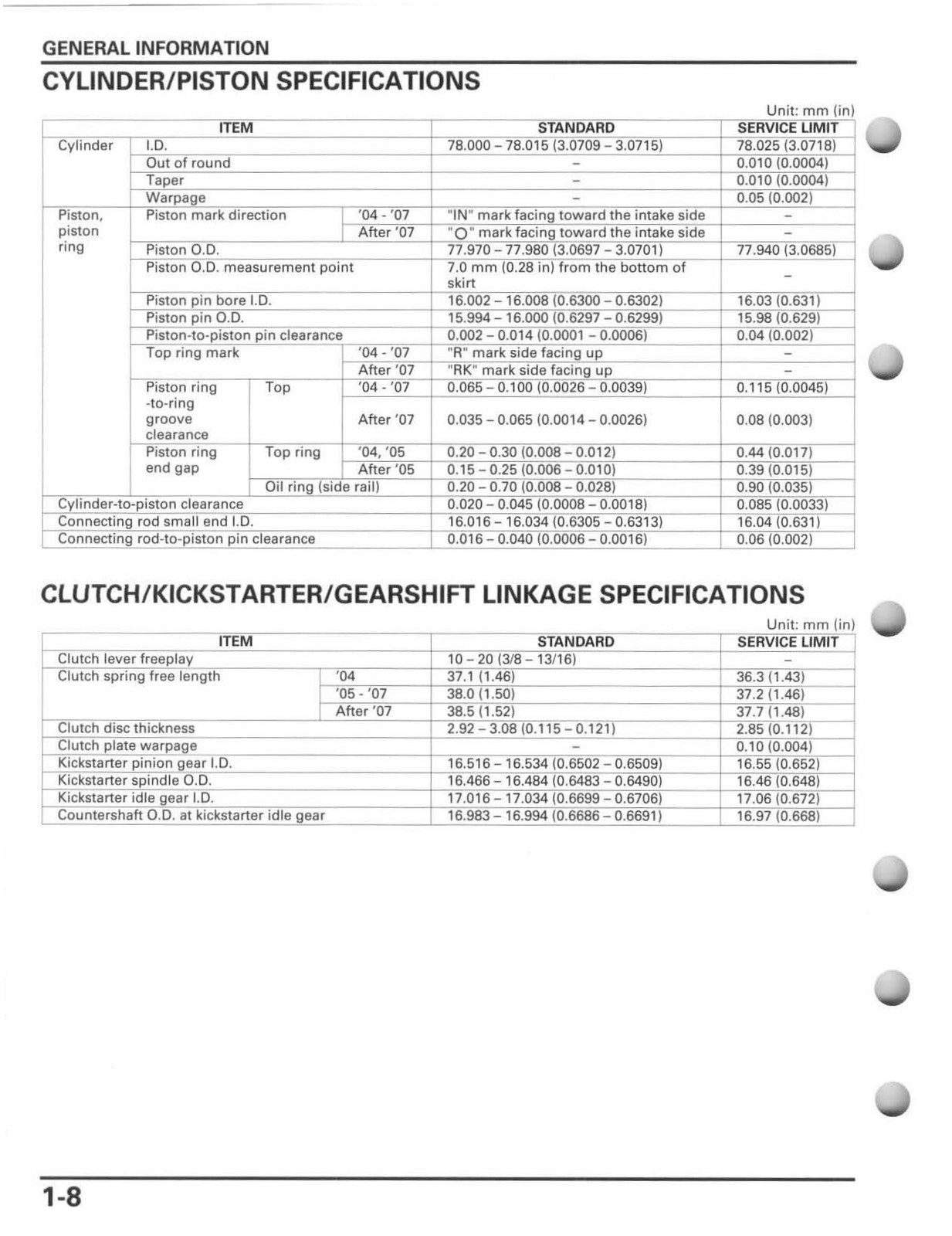 HONDA CRF250R Motorcycle Service Manual 2004-2009 - WIRE BOUND - TOUGH COVERS