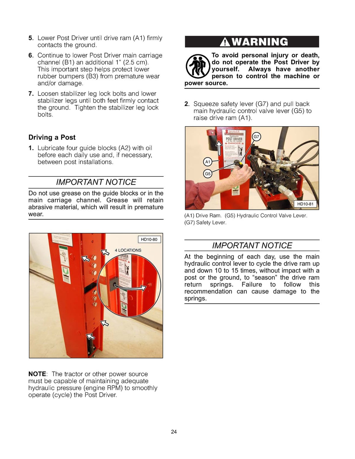 SHAVER HD-10 HD-10-H HD-8-H Hydraulic Post Driver Operators Manual BUNDLE