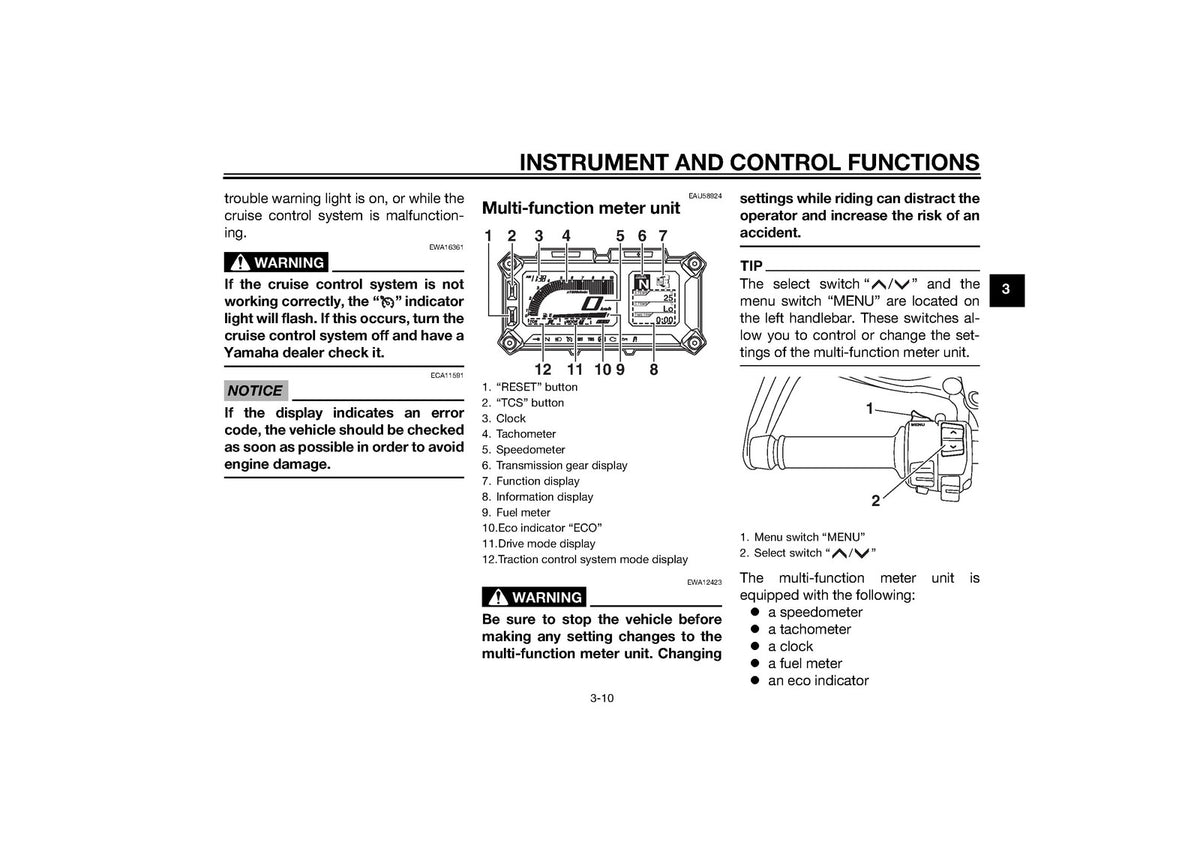 YAMAHA XT1200ZE Owners Manual 2015 - STEEL WIRE BOUND - PROTECTIVE COVERS