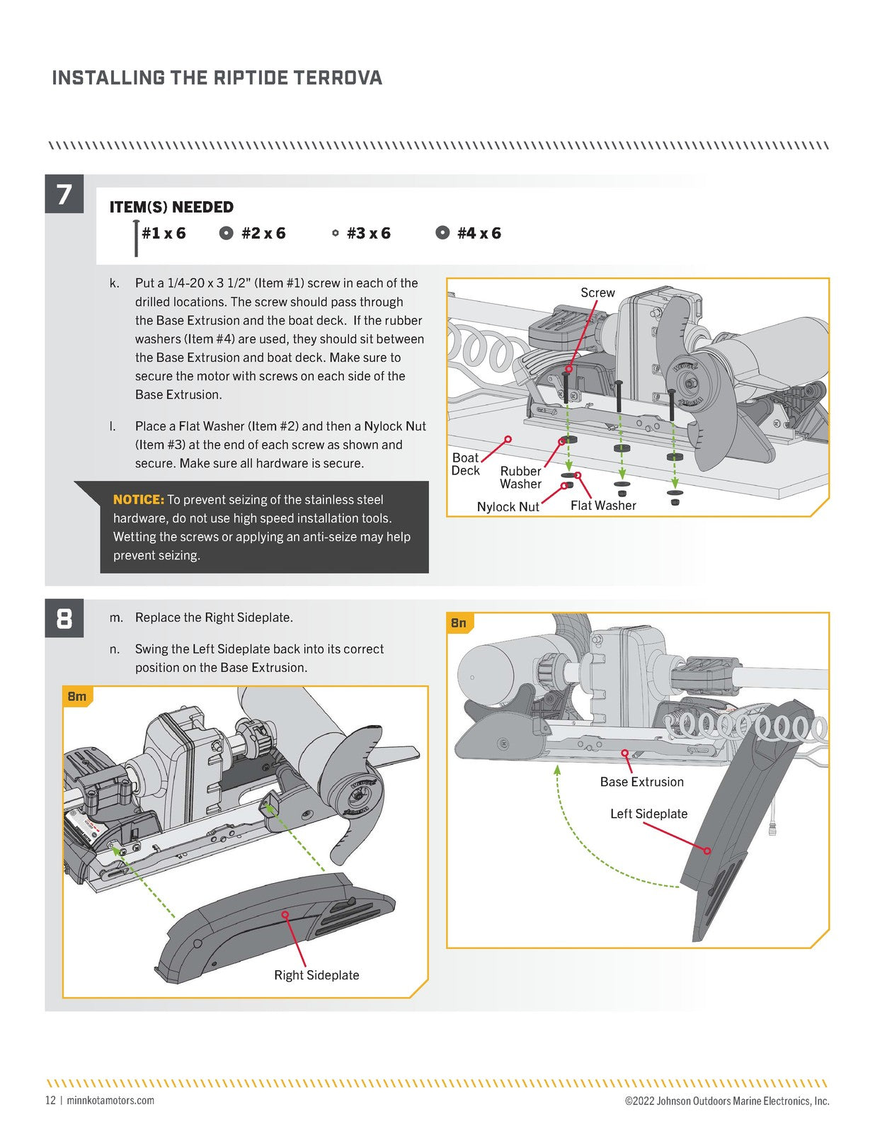 MINN KOTA Riptide Terrova Trolling Motor Owners Manual 2022 - WIRE BOUND