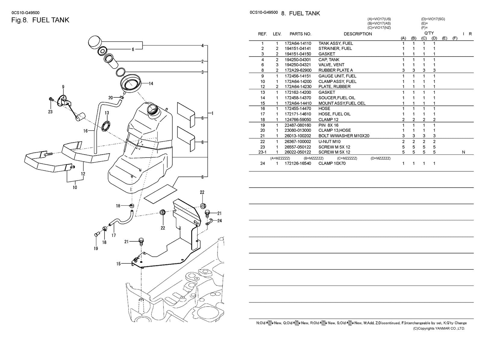 YANMAR ViO17 Excavator Parts Catalog Manual 2013 - WIRE BOUND - TOUGH COVERS