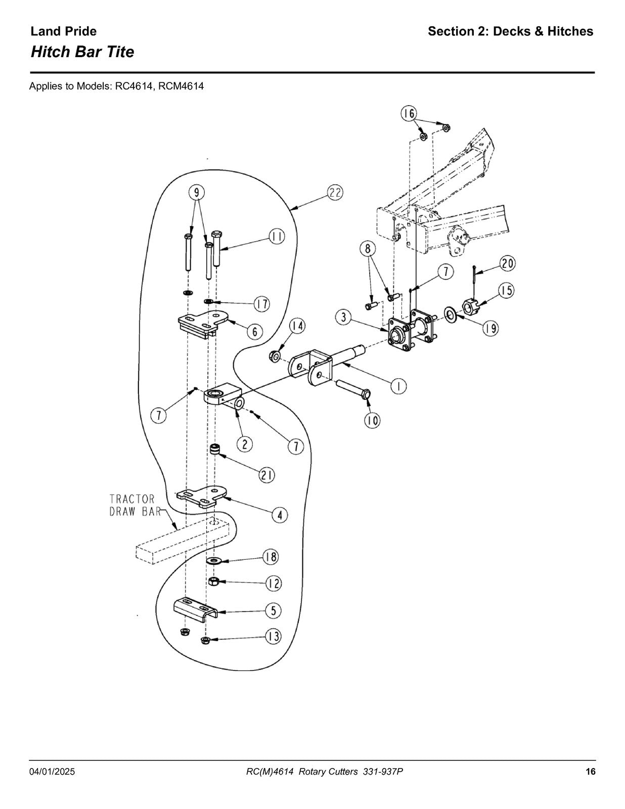 LAND PRIDE RC4614 Rotary Cutter Parts Manual 2025 - WIRE BOUND - TOUGH COVERS