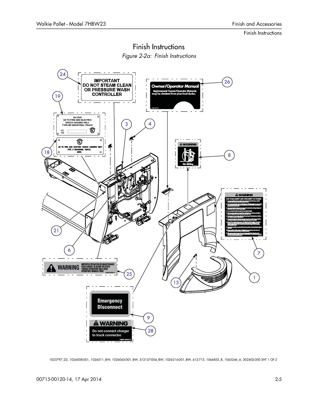 TOYOTA 7HBW23 Walkie Pallet Truck Parts Catalog Manual SN 24501 Up 2014 - BOUND