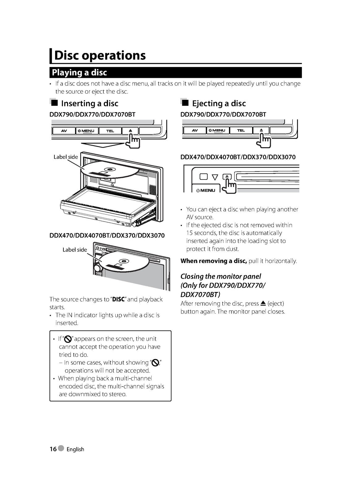 KENWOOD DDX790 770 7070BT 470 4070BT 370 3070 Monitor Instruction Manual - BOUND