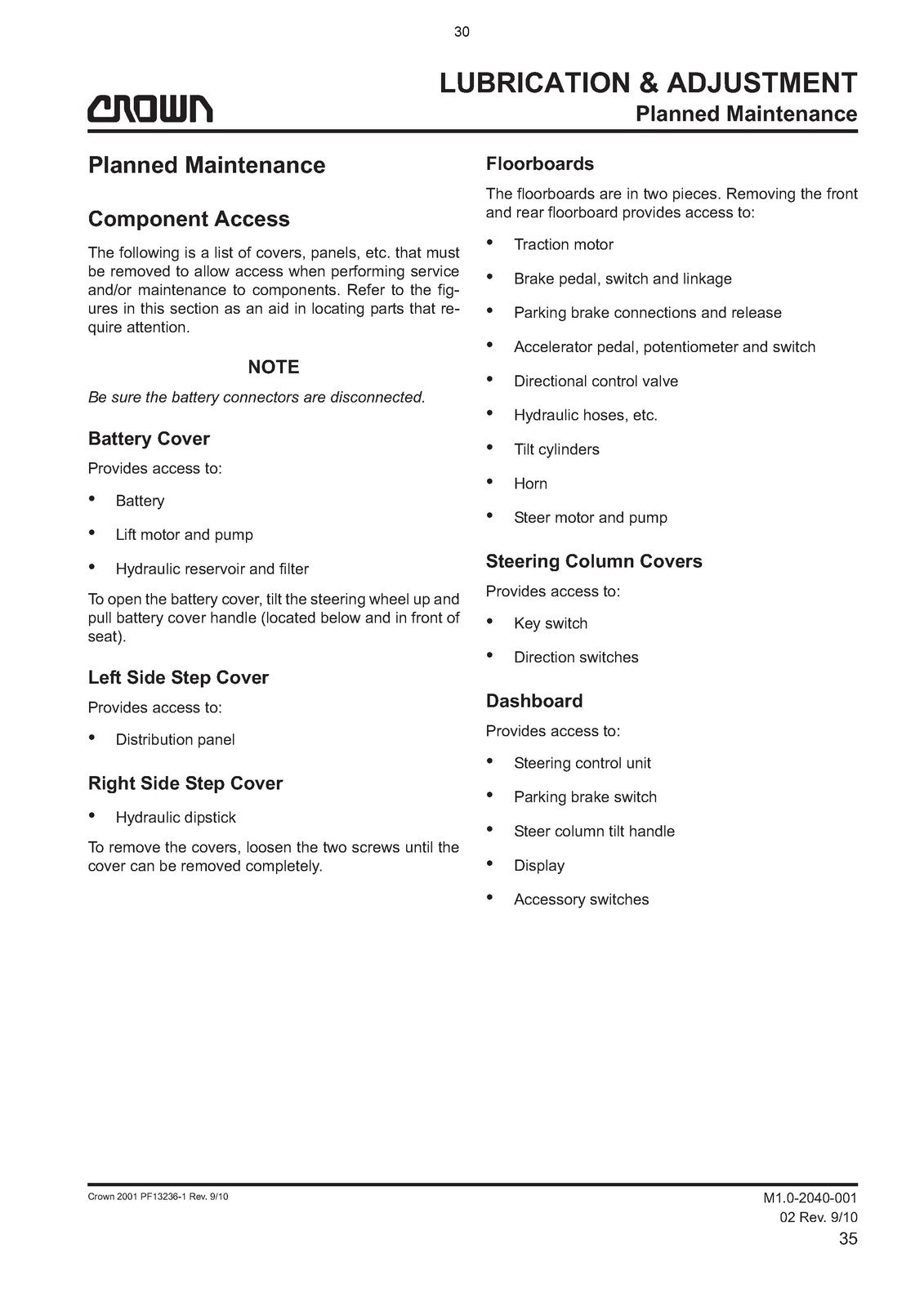 CROWN FC4000 Series Service Maintenance Manual - STEEL WIRE BOUND - TOUGH COVERS