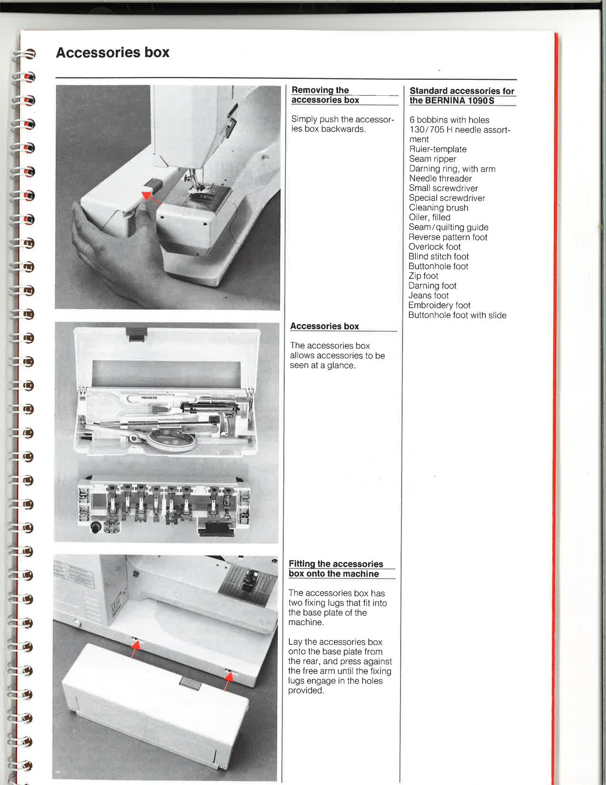 BERNINA 1090S Sewing Machine Manual - STEEL WIRE BOUND - PROTECTIVE COVERS