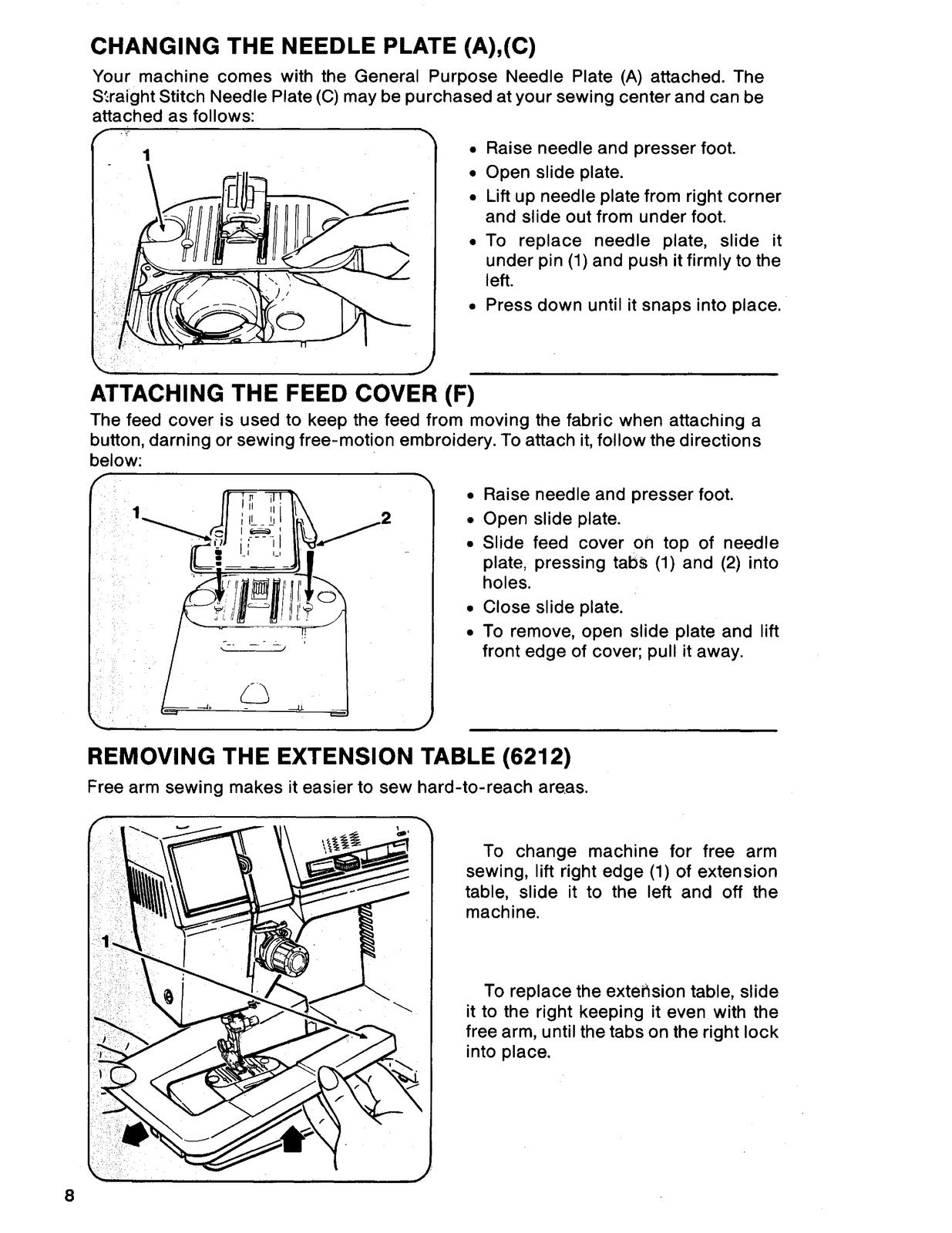 SINGER 6202 6212 Instruction Manual - STEEL WIRE BOUND - PROTECTIVE COVERS