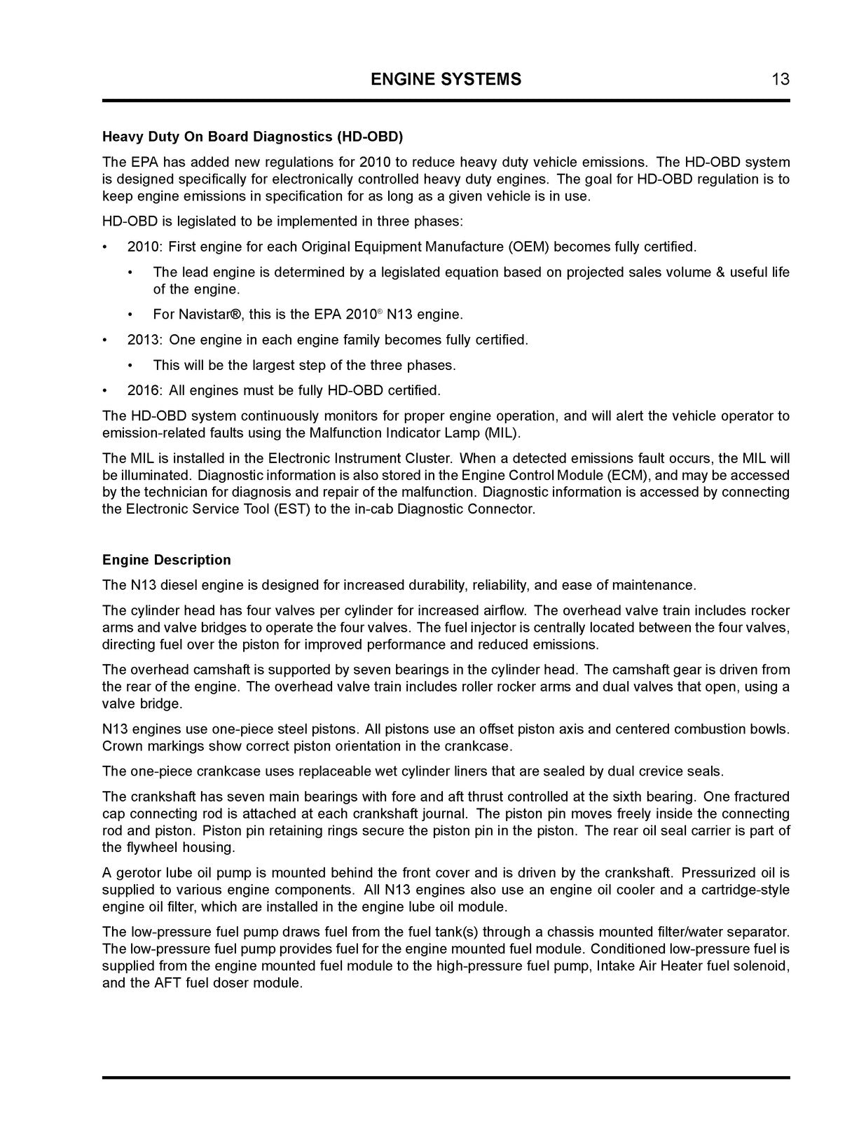 INTERNATIONAL N13 EPA10 SCR Engine Service Manual 2015 - WIRE BOUND - COVERS