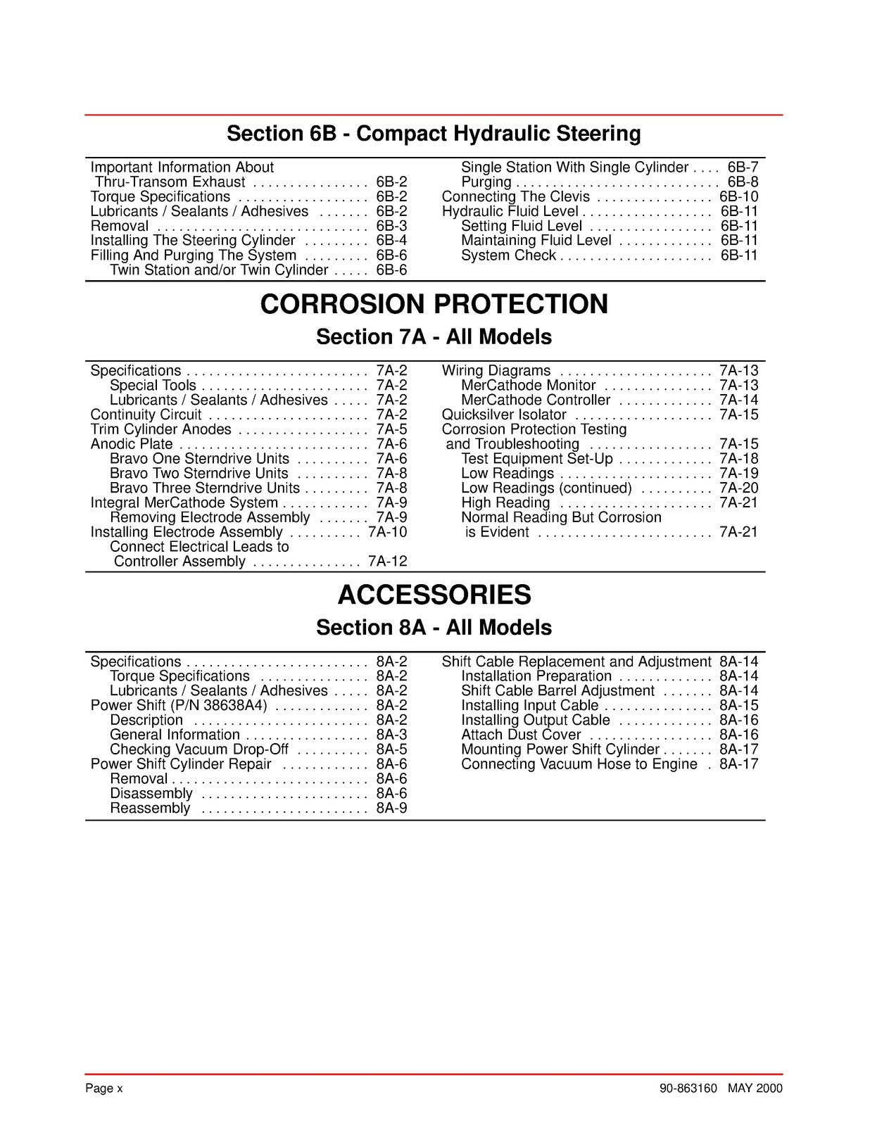 MERCURY MERCRUISER Bravo Sterndrives Service Manual 2000 - WIRE BOUND - COVERS