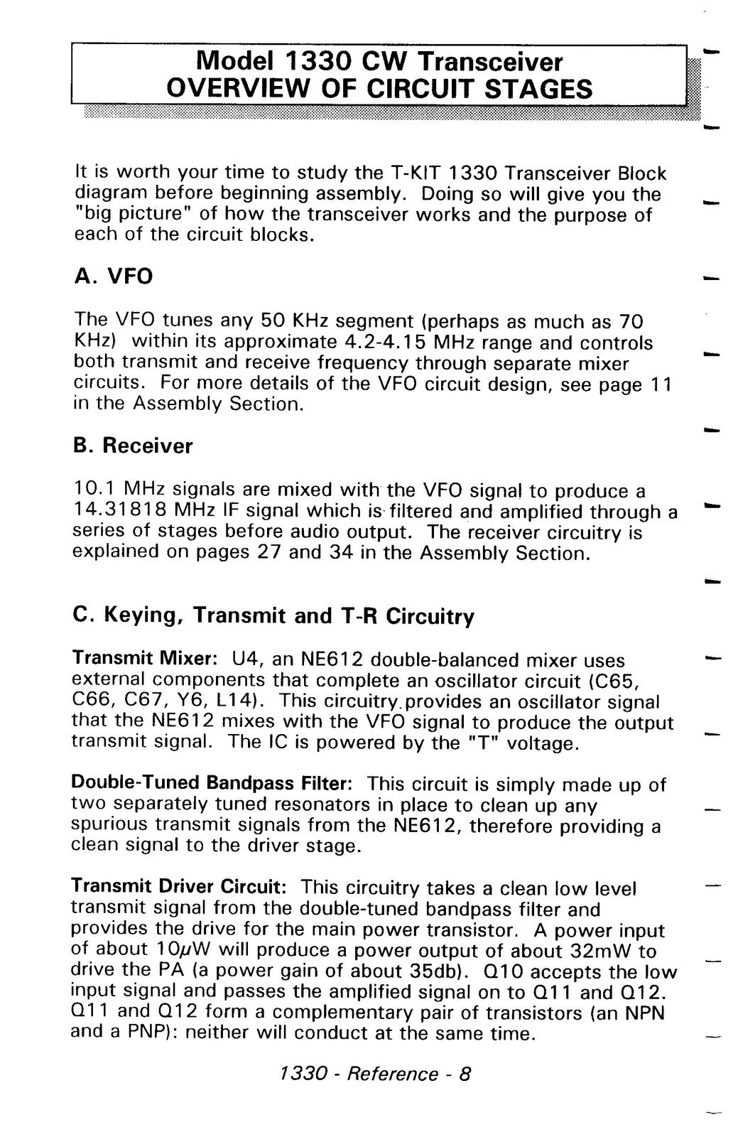 TEN TEC 1330 30 Meter CW Transceiver User Manual - BOUND - COVERS - XL FOLDOUTS