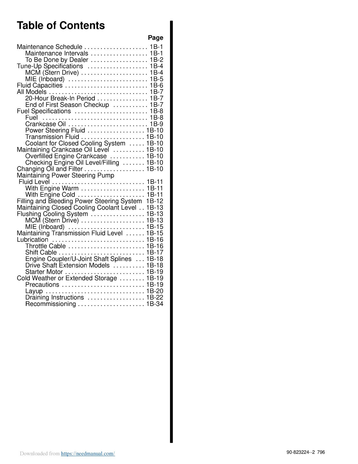 MERCURY MERCRUISER GM V-8 454 74L 502 82L Service Manual 1996 - WIRE BOUND
