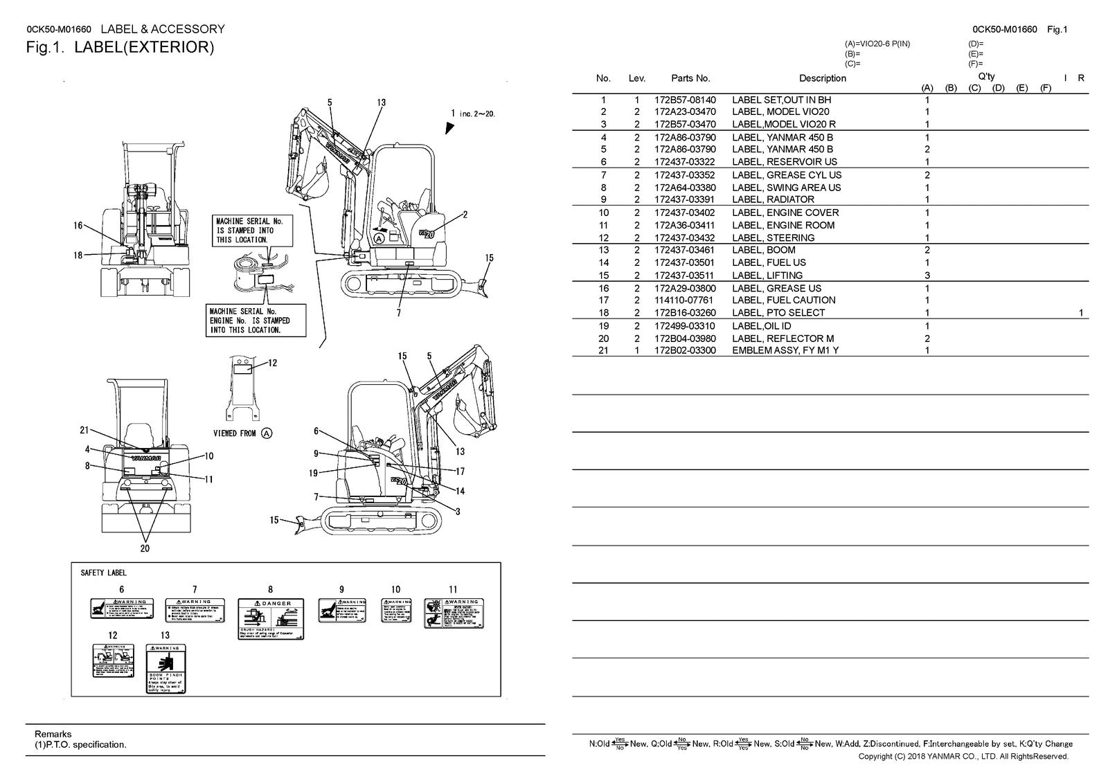 YANMAR ViO20-6 Excavator Parts Catalog Manual 2018 - WIRE BOUND - TOUGH COVERS
