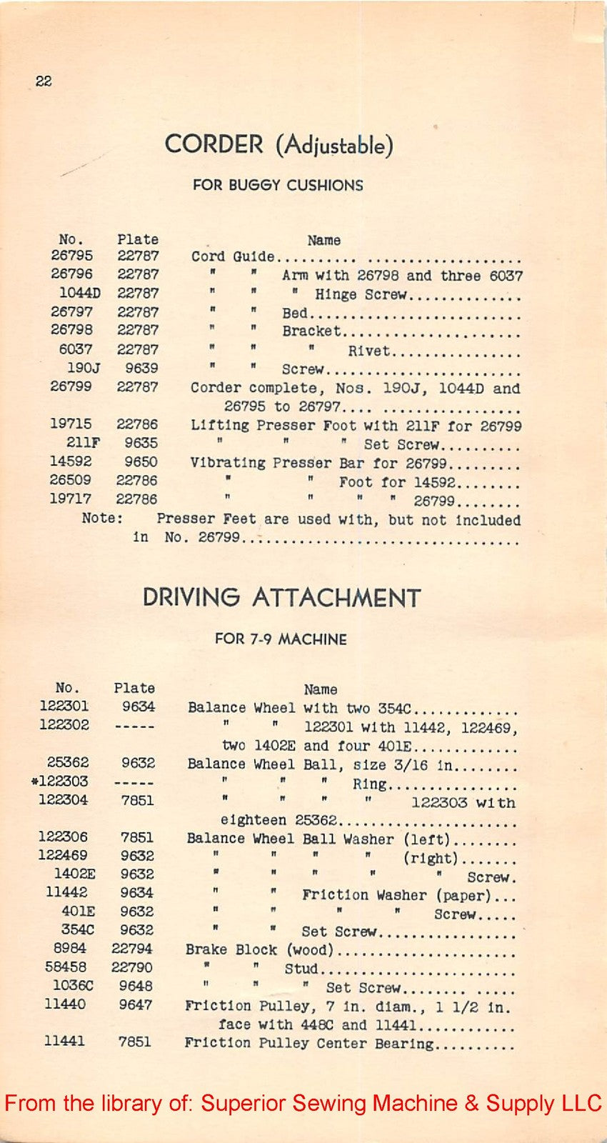 SINGER 7-9 7-34 7-48 Sewing Machine Parts List Manual 1938 - WIRE BOUND - COVERS