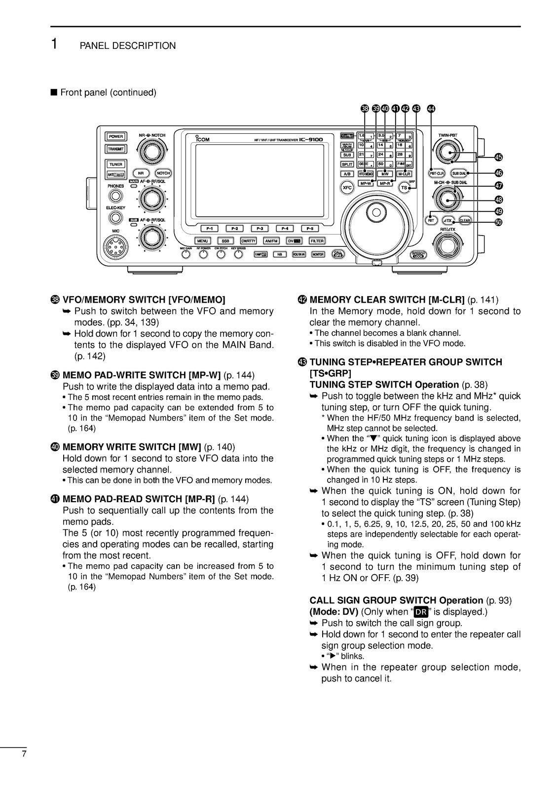 ICOM IC-9100 HF VHF UHF Transceiver Instruction Manual - WIRE BOUND - COVERS