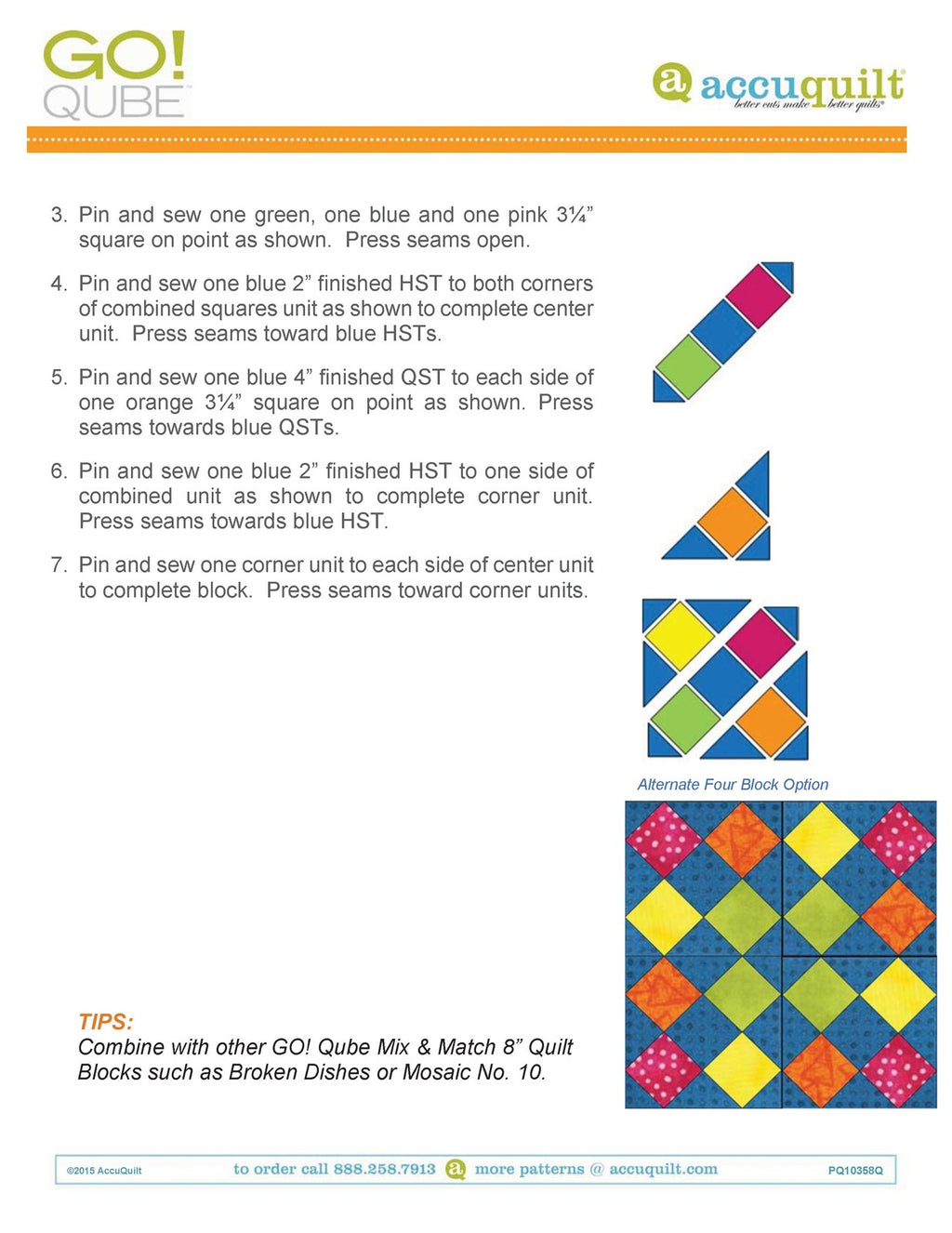 ACCUQUILT GO QUBE 8" Block Patterns Manual - WIRE BOUND - TOUGH COVERS