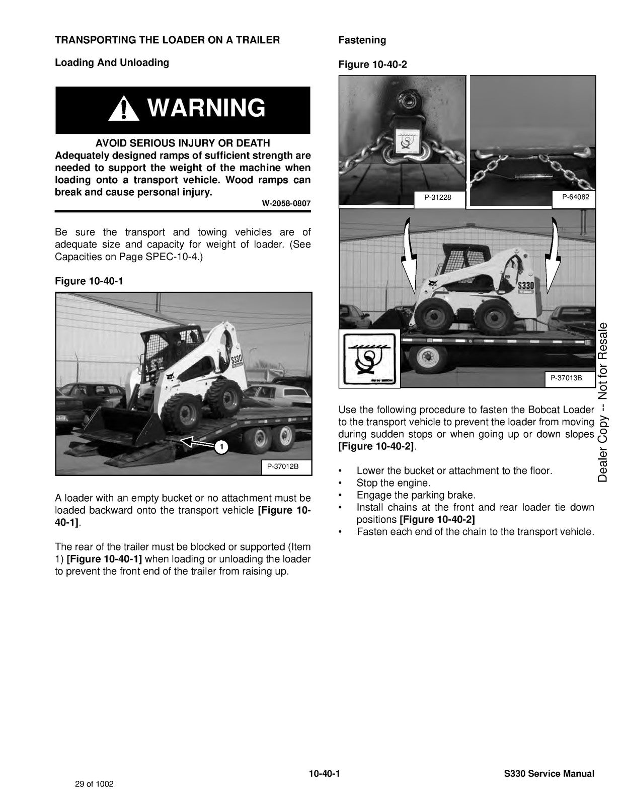 BOBCAT S330 Skid Steer Loader Service Manual 2009 SN A02011001 Up, FOLDOUTS