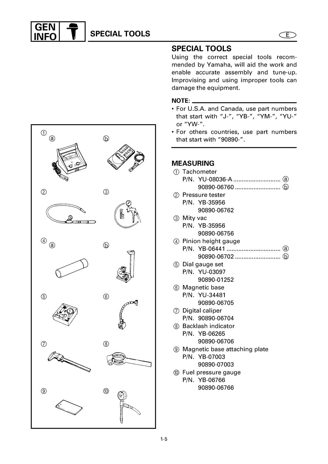 YAMAHA 225G 250B L250B Outboard Motor Service Manual 1998, FOLDOUTS